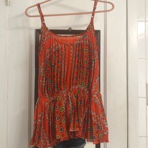 Oragne multi color flowy top